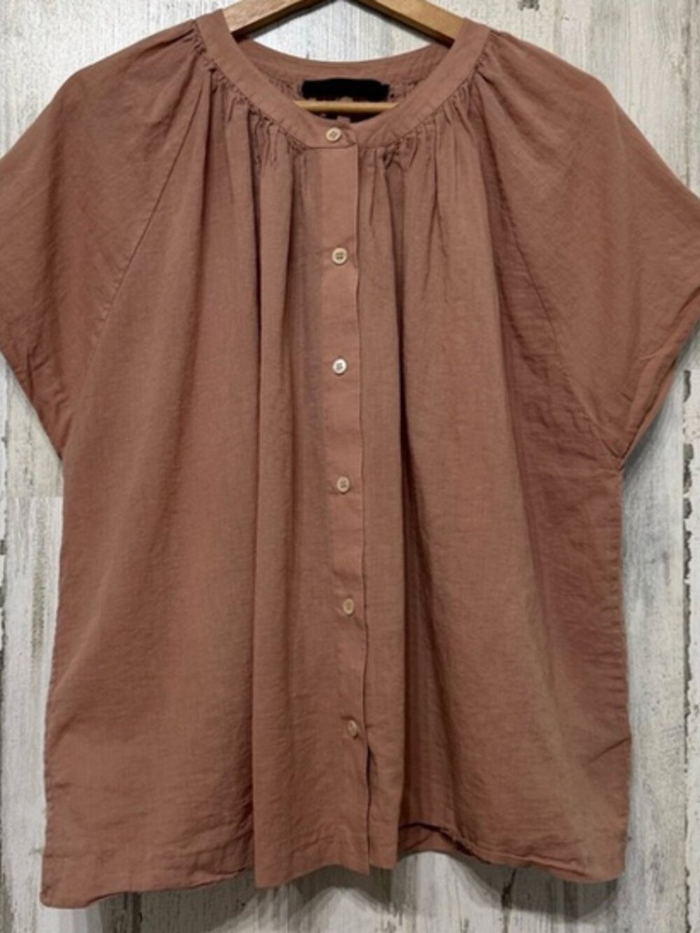 Jenni Kayne Willow Cotton Linen Blend Button-Front Blouse, Size M